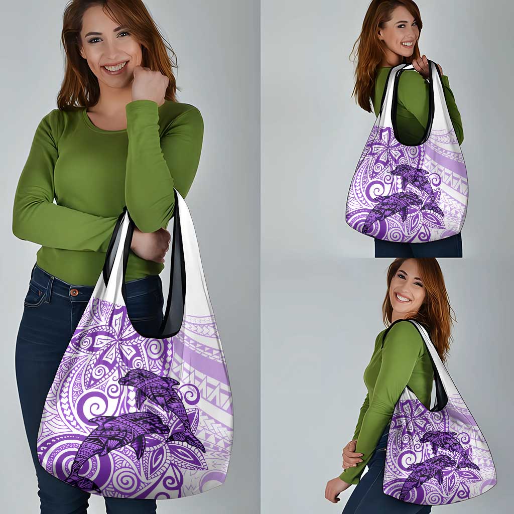Polynesia Dolphins Grocery Bag Valentine Day Floral Polynesian - Vintage Purple LT14 - Polynesian Pride