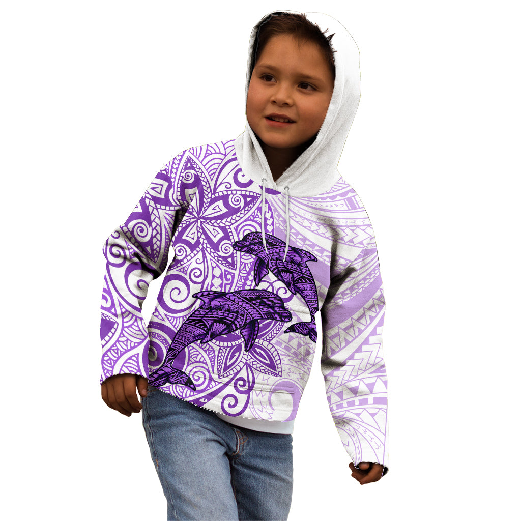 Polynesia Dolphins Kid Hoodie Valentine Day Floral Polynesian - Vintage Purple LT14 - Polynesian Pride