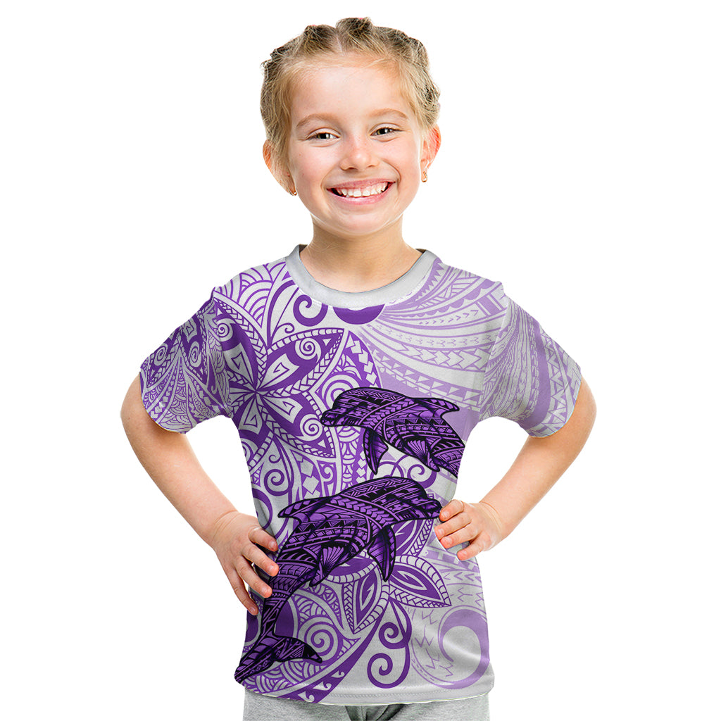 Polynesia Dolphins Kid T Shirt Valentine Day Floral Polynesian - Vintage Purple LT14 Purple - Polynesian Pride