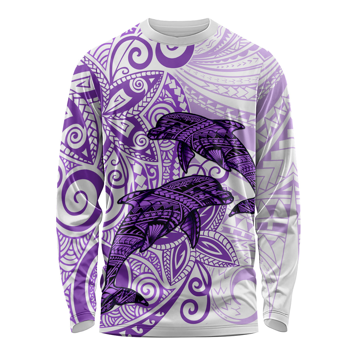 Polynesia Dolphins Long Sleeve Shirt Valentine Day Floral Polynesian - Vintage Purple LT14 Unisex Purple - Polynesian Pride