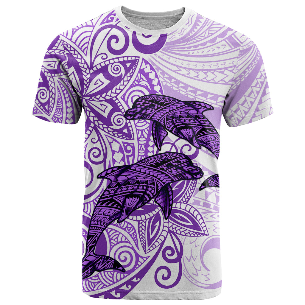 Polynesia Dolphins T Shirt Valentine Day Floral Polynesian - Vintage Purple LT14 Purple - Polynesian Pride