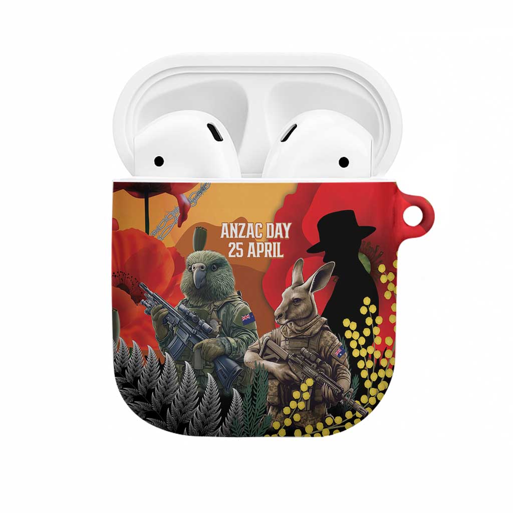 New Zealand and Australia ANZAC Day AirPods Case Sliver Fern Kakapo With Golden Wattle Kangaroo - Polynesian Pride