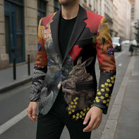 New Zealand and Australia ANZAC Day Blazer Sliver Fern Kakapo With Golden Wattle Kangaroo - Polynesian Pride