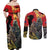 New Zealand and Australia ANZAC Day Couples Matching Off Shoulder Maxi Dress and Long Sleeve Button Shirt Sliver Fern Kakapo With Golden Wattle Kangaroo