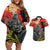 New Zealand and Australia ANZAC Day Couples Matching Off Shoulder Short Dress and Hawaiian Shirt Sliver Fern Kakapo With Golden Wattle Kangaroo