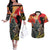 New Zealand and Australia ANZAC Day Couples Matching Off The Shoulder Long Sleeve Dress and Hawaiian Shirt Sliver Fern Kakapo With Golden Wattle Kangaroo