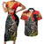 New Zealand and Australia ANZAC Day Couples Matching Short Sleeve Bodycon Dress and Hawaiian Shirt Sliver Fern Kakapo With Golden Wattle Kangaroo