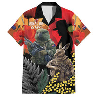 New Zealand and Australia ANZAC Day Family Matching Off Shoulder Short Dress and Hawaiian Shirt Sliver Fern Kakapo With Golden Wattle Kangaroo