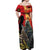 New Zealand and Australia ANZAC Day Off Shoulder Maxi Dress Sliver Fern Kakapo With Golden Wattle Kangaroo