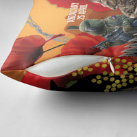 New Zealand and Australia ANZAC Day Pillow Cover Sliver Fern Kakapo With Golden Wattle Kangaroo - Polynesian Pride