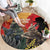 New Zealand and Australia ANZAC Day Round Carpet Sliver Fern Kakapo With Golden Wattle Kangaroo