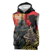 New Zealand and Australia ANZAC Day Sleeveless Hoodie Sliver Fern Kakapo With Golden Wattle Kangaroo - Polynesian Pride