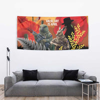 New Zealand and Australia ANZAC Day Tapestry Sliver Fern Kakapo With Golden Wattle Kangaroo