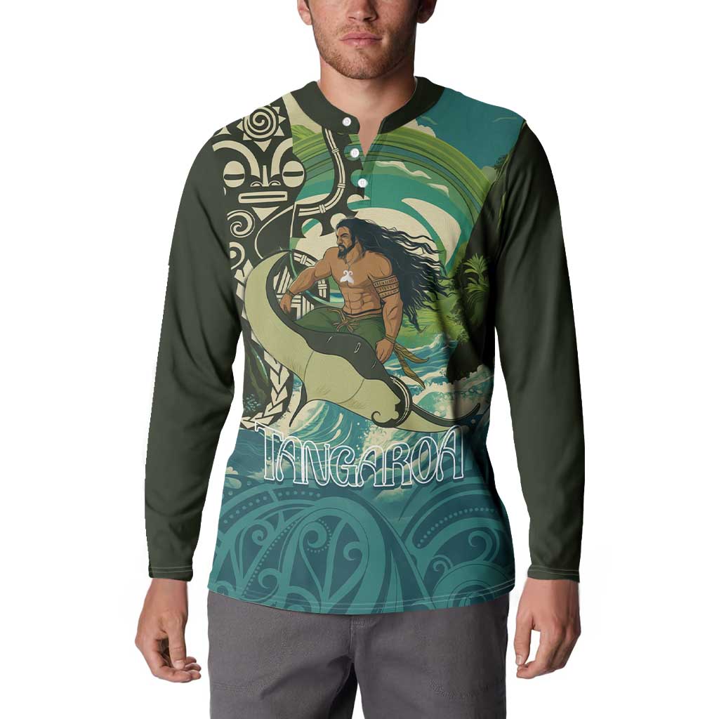 Aotearoa Tangaroa Atua Button Sweatshirt New Zealand God Of The Ocean LT14 - Polynesian Pride
