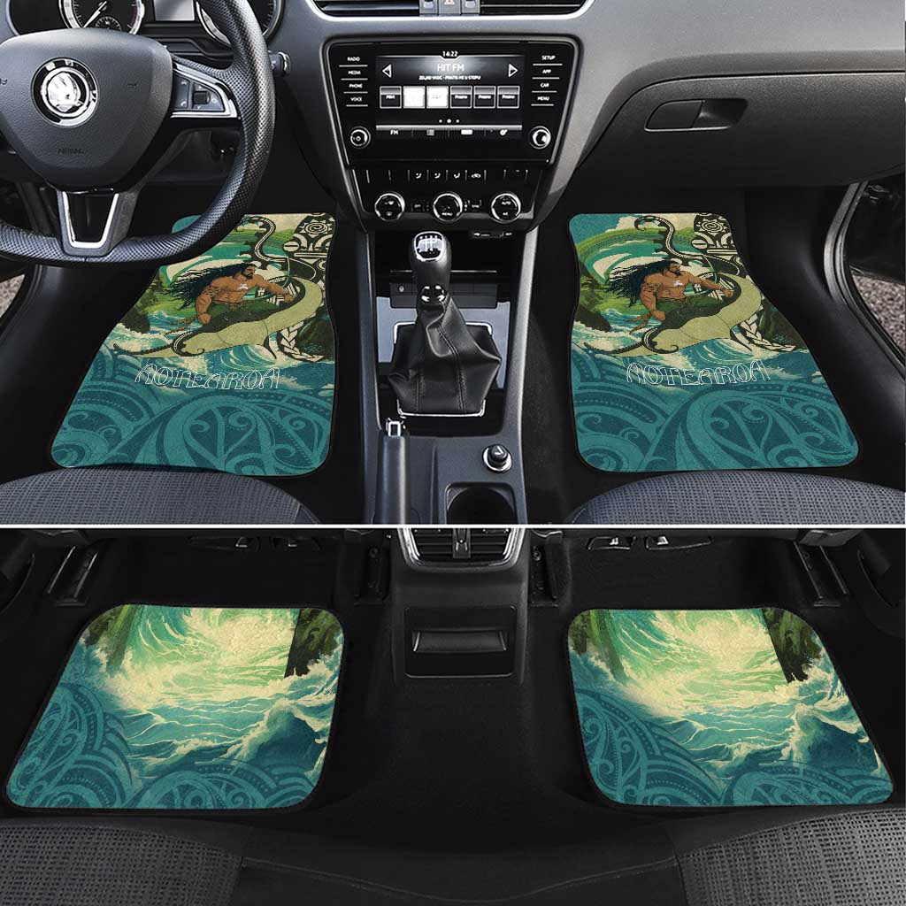 Aotearoa Tangaroa Atua Car Mats New Zealand God Of The Ocean LT14 Set 4pcs Cyan - Polynesian Pride