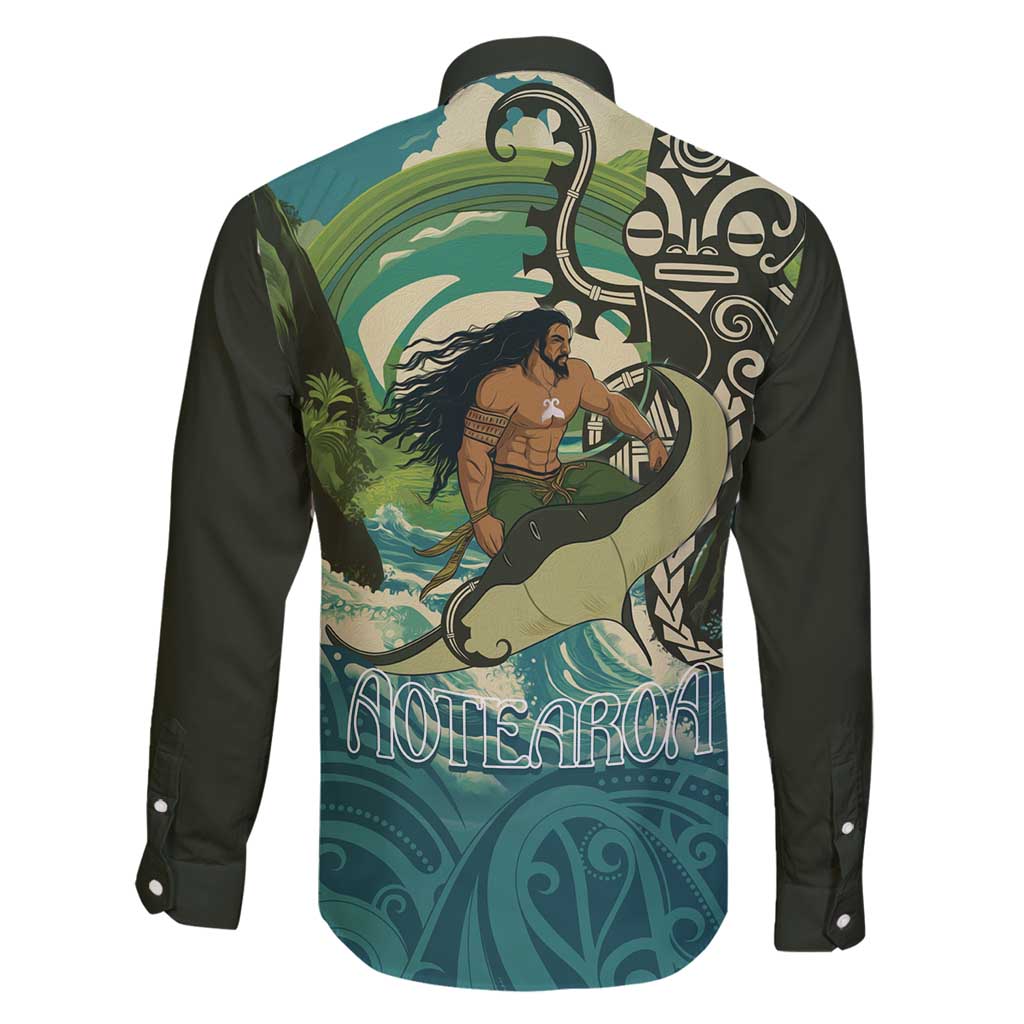 Aotearoa Tangaroa Atua Family Matching Off Shoulder Short Dress and Hawaiian Shirt New Zealand God Of The Ocean