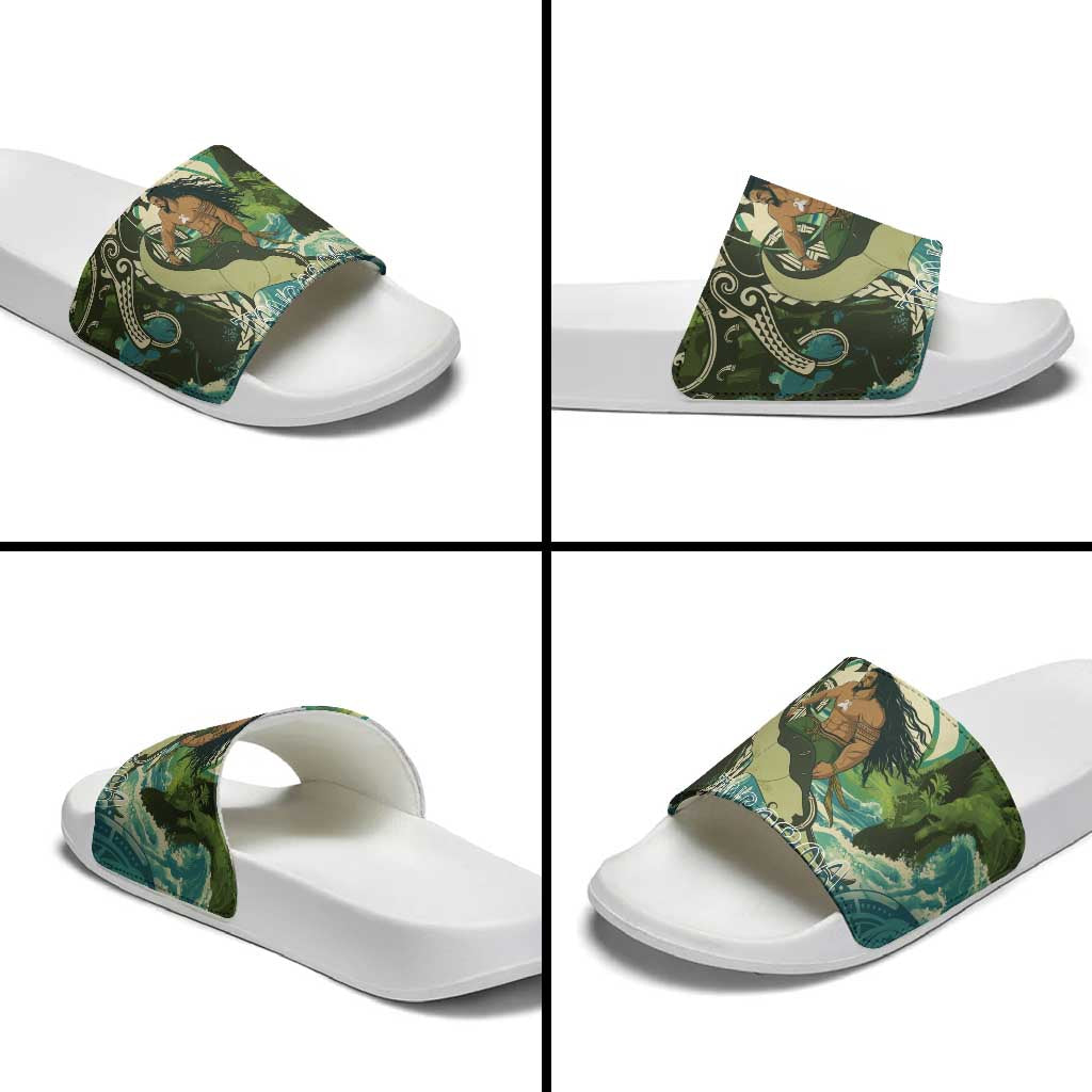 Aotearoa Tangaroa Atua Slide Sandals New Zealand God Of The Ocean - Polynesian Pride