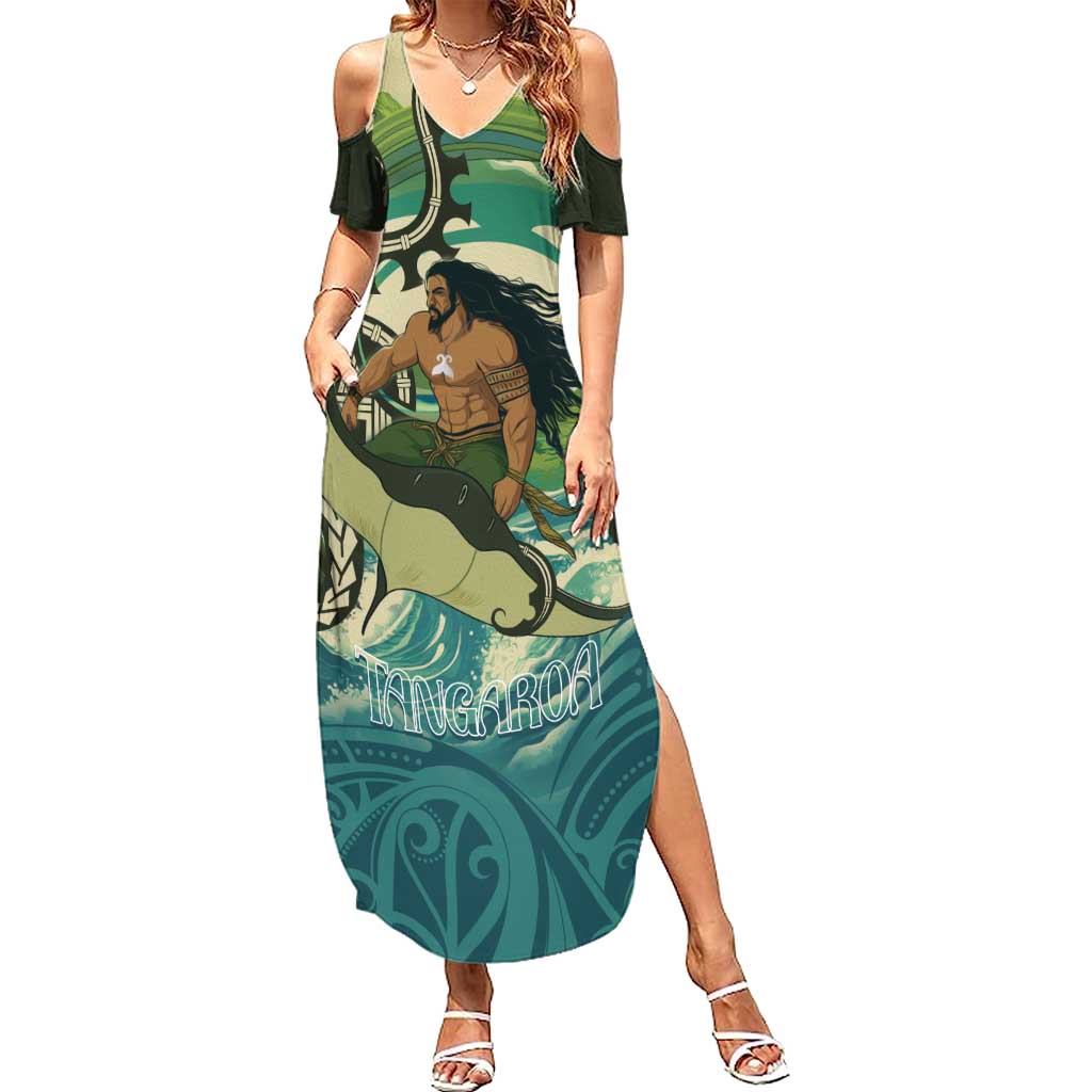 Aotearoa Tangaroa Atua Summer Maxi Dress New Zealand God Of The Ocean