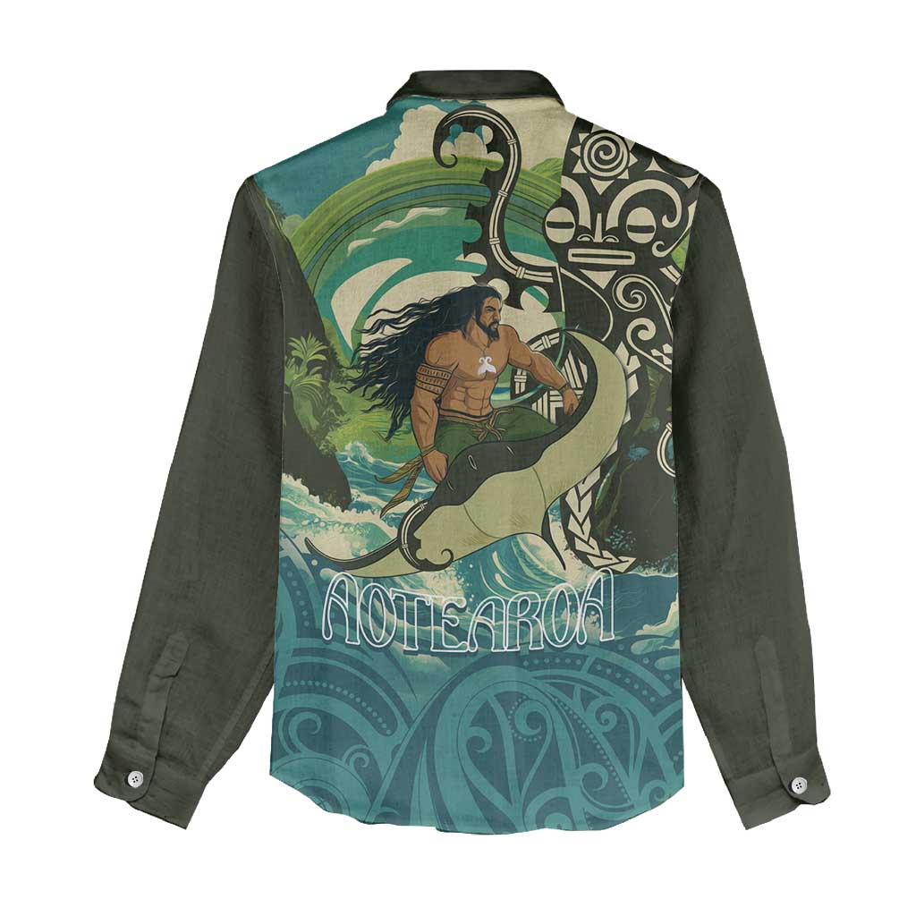Aotearoa Tangaroa Atua Women Casual Shirt New Zealand God Of The Ocean