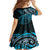 New Zealand Lizard Family Matching Long Sleeve Bodycon Dress and Hawaiian Shirt Silver Fern Aotearoa Maori Blue Version