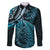 New Zealand Lizard Family Matching Long Sleeve Bodycon Dress and Hawaiian Shirt Silver Fern Aotearoa Maori Blue Version