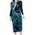 New Zealand Lizard Family Matching Long Sleeve Bodycon Dress and Hawaiian Shirt Silver Fern Aotearoa Maori Blue Version