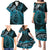 New Zealand Lizard Family Matching Puletasi and Hawaiian Shirt Silver Fern Aotearoa Maori Blue Version