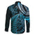 New Zealand Lizard Family Matching Short Sleeve Bodycon Dress and Hawaiian Shirt Silver Fern Aotearoa Maori Blue Version