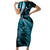 New Zealand Lizard Family Matching Short Sleeve Bodycon Dress and Hawaiian Shirt Silver Fern Aotearoa Maori Blue Version