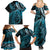 New Zealand Lizard Family Matching Summer Maxi Dress and Hawaiian Shirt Silver Fern Aotearoa Maori Blue Version