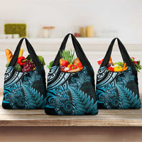 New Zealand Lizard Grocery Bag Silver Fern Aotearoa Maori Blue Version LT14 3-pack One Size Blue - Polynesian Pride