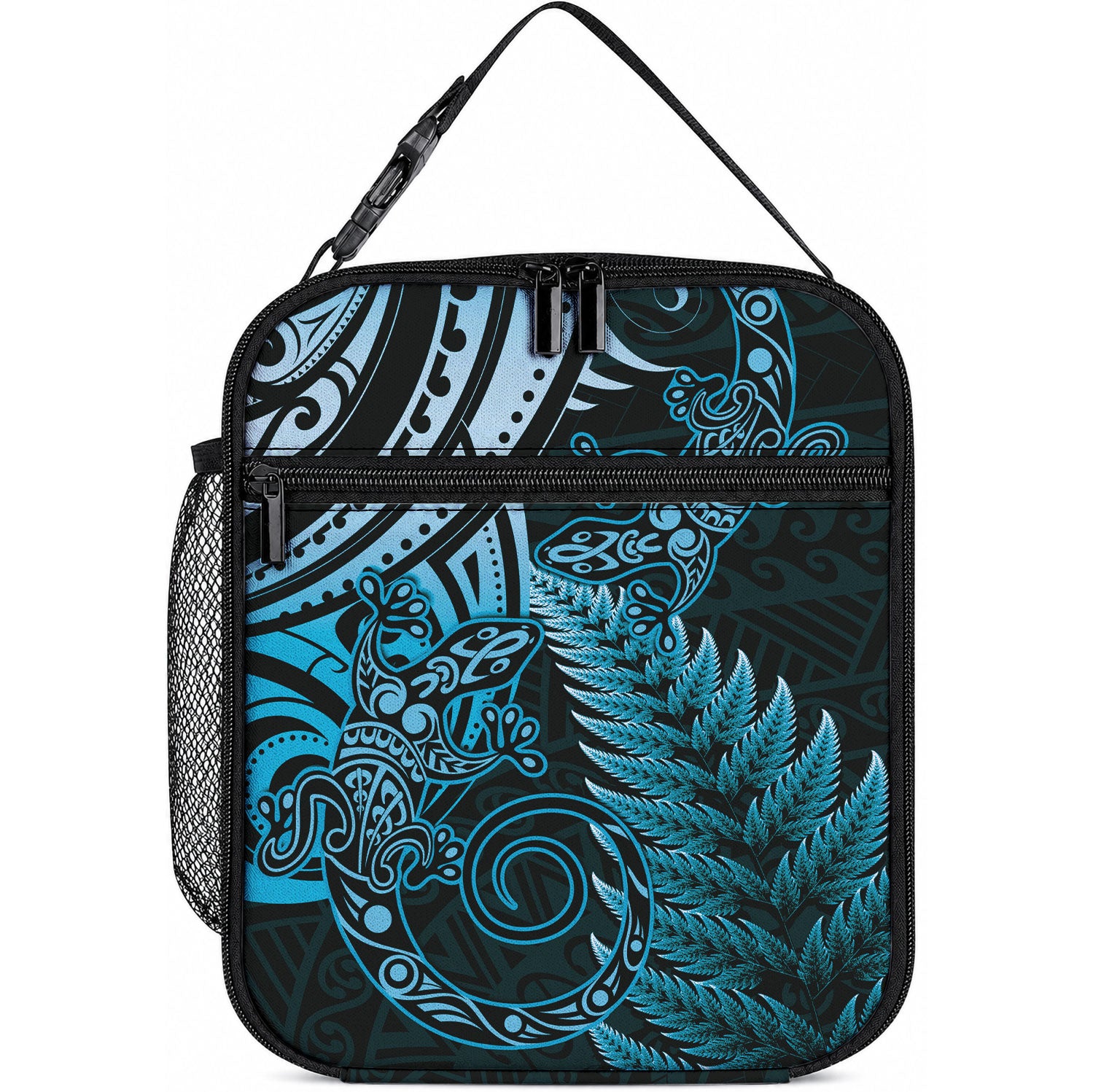 New Zealand Lizard Lunch Bag Silver Fern Aotearoa Maori Blue Version LT14 10.2 × 8.3 × 4.3 inch Blue - Polynesian Pride