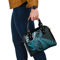 New Zealand Lizard Shoulder Handbag Silver Fern Aotearoa Maori Blue Version LT14 - Polynesian Pride