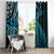 New Zealand Lizard Window Curtain Silver Fern Aotearoa Maori Blue Version