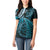 New Zealand Lizard Women Polo Shirt Silver Fern Aotearoa Maori Blue Version