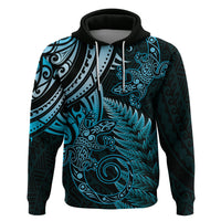 New Zealand Lizard Zip Hoodie Silver Fern Aotearoa Maori Blue Version