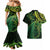 New Zealand Lizard Couples Matching Mermaid Dress and Hawaiian Shirt Silver Fern Aotearoa Maori Green Version