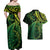 New Zealand Lizard Couples Matching Off Shoulder Maxi Dress and Hawaiian Shirt Silver Fern Aotearoa Maori Green Version