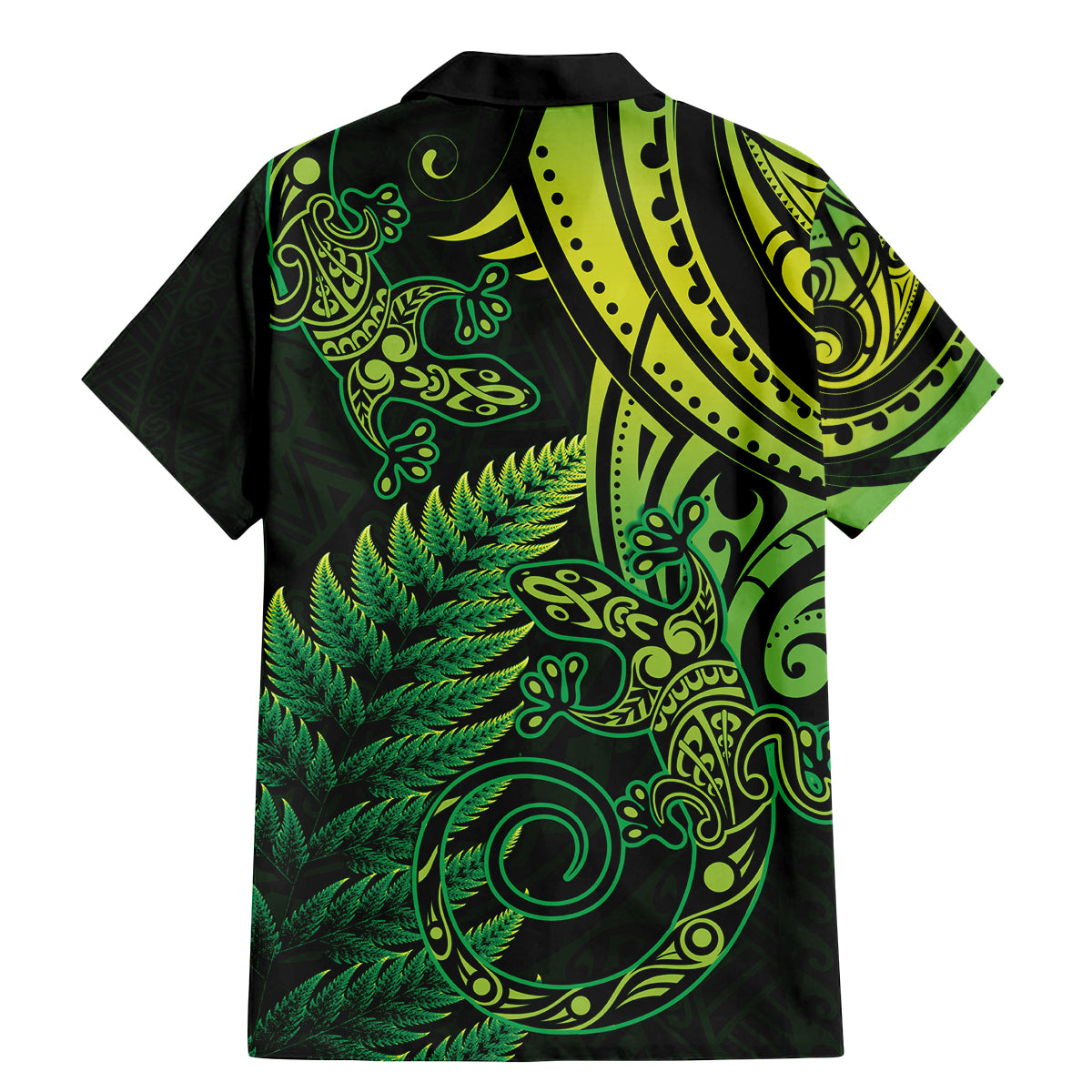 New Zealand Lizard Family Matching Mermaid Dress and Hawaiian Shirt Silver Fern Aotearoa Maori Green Version