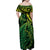 New Zealand Lizard Family Matching Off Shoulder Maxi Dress and Hawaiian Shirt Silver Fern Aotearoa Maori Green Version