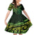 New Zealand Lizard Family Matching Off Shoulder Short Dress and Hawaiian Shirt Silver Fern Aotearoa Maori Green Version