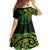 New Zealand Lizard Family Matching Off Shoulder Short Dress and Hawaiian Shirt Silver Fern Aotearoa Maori Green Version