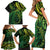 New Zealand Lizard Family Matching Short Sleeve Bodycon Dress and Hawaiian Shirt Silver Fern Aotearoa Maori Green Version