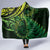 New Zealand Lizard Hooded Blanket Silver Fern Aotearoa Maori Green Version