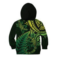 New Zealand Lizard Kid Hoodie Silver Fern Aotearoa Maori Green Version