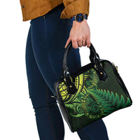 New Zealand Lizard Shoulder Handbag Silver Fern Aotearoa Maori Green Version LT14 - Polynesian Pride