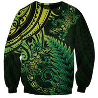 New Zealand Lizard Sweatshirt Silver Fern Aotearoa Maori Green Version