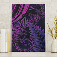 New Zealand Lizard Canvas Wall Art Silver Fern Aotearoa Maori Purple Version