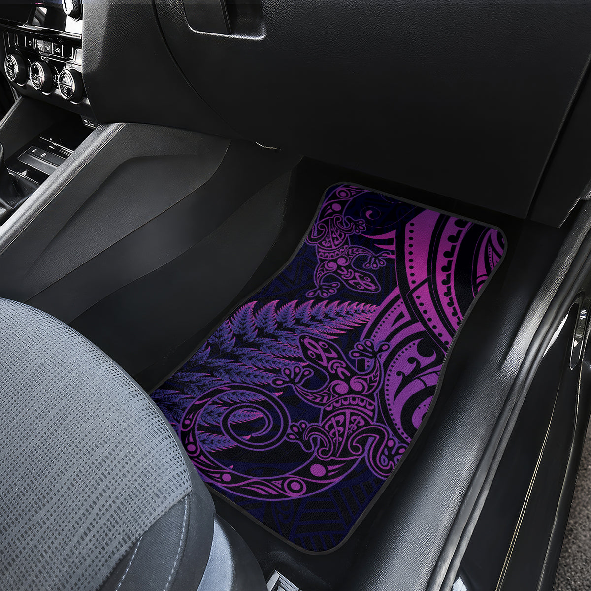 New Zealand Lizard Car Mats Silver Fern Aotearoa Maori Purple Version