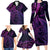 New Zealand Lizard Family Matching Long Sleeve Bodycon Dress and Hawaiian Shirt Silver Fern Aotearoa Maori Purple Version